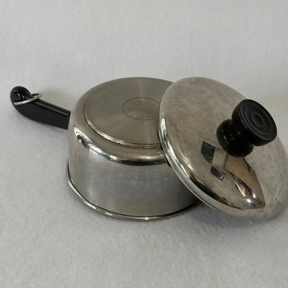 Revere Ware 1 QT Saucepan Pot & Lid Clinton 97C Aluminum Disc Bottom Stainless